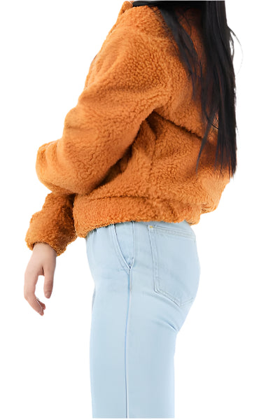 Teddy Faux Fur Bomber Jacket camel